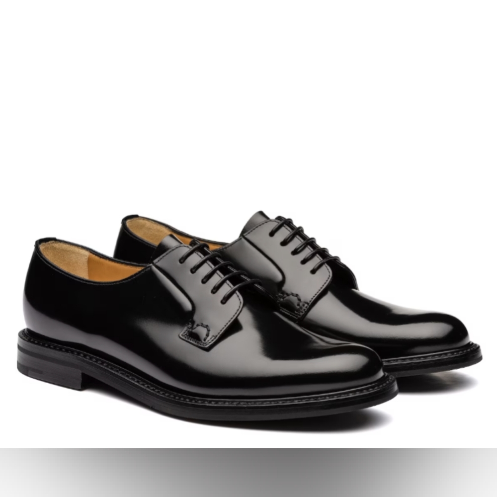 Church's Shannon leather derby brogue made in Italy black sz 37.5